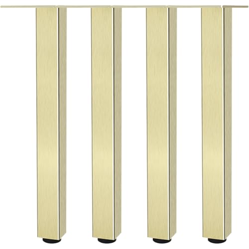 Sofafüße Gold, Möbelfüße Metall Möbelfüße Verstellbar Tischbeine Esstisch Couch Füße Höhe: 6-60cm Aluminiumlegierung Sofasbeine mit Schrauben 4 Stück Belastbar bis 300 kg für Bankbeine 55cm/21.7" von ZestomZ