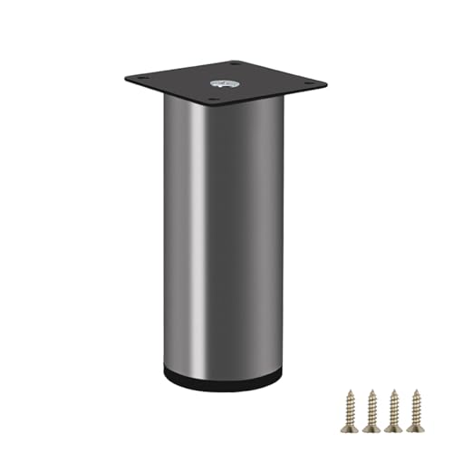 Tischbeine Edelstahl, Tischbeine Couchtisch 4 Stück Tischfüße Metall Schwarze Perle Möbelfüße Rund Schrankbeine Sofafusse Höhe: 3-20cm für Sockelfüße Esstischbeine Bank mit 16 Schrauben 15cm/6" von ZestomZ