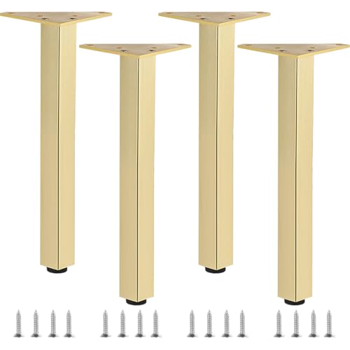 Tischbeine Metall, Tischbeine Höhenverstellbar Möbelfüße Gold Tischfüße Metall 4 Stück Füße für Möbel Möbelfüsse Höhe: 6-40cm für Sockelfüße Schrankfuß Bettfüße Esstisch Beine Bankbeine 25cm/9.8" von ZestomZ
