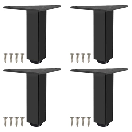 Tischbeine Metall Schwarz, Tischbeine Couchtisch Möbelfüße Höhenverstellbar Möbelbeine Sofafüße Höhe: 6-60cm Sockelfüße Schrankfuß Bettfüße Sofa Legs Esstisch Beine Bankbeine Esstisch 4 Stück 10cm/4" von ZestomZ