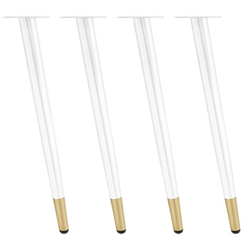 Weiß mit Gold, Möbelfüße Verstellbar Möbelfüße Konisch Möbelbeine Metall Tischbeine Couchtisch Tischbeine Outdoor Kaltgewalztem Stahl Sofafüße Höhe: 10-100cm Bank Füße Sockelfüße 4 Stück 80/31.5" von ZestomZ