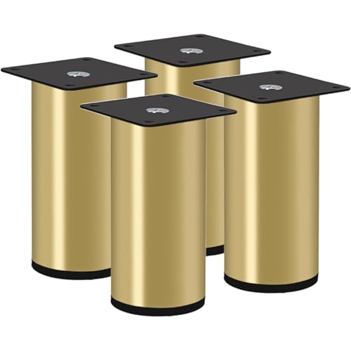 ZestomZ Tischbeine Edelstahl, Tischbeine Couchtisch 4 Stück Tischfüße Metall Gold Möbelfüße Rund Schrankbeine Sofafusse Höhe: 3-20cm für Sockelfüße Esstischbeine Bank Füße mit 16 Schrauben 10cm/4" von ZestomZ