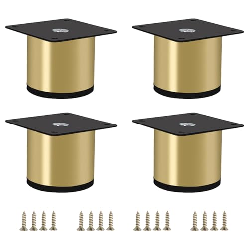ZestomZ Tischbeine Edelstahl, Tischbeine Couchtisch 4 Stück Tischfüße Metall Gold Möbelfüße Rund Schrankbeine Sofafusse Höhe: 3-20cm für Sockelfüße Esstischbeine Bank Füße mit 16 Schrauben 5cm/2" von ZestomZ