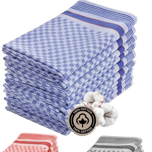 Zestri 10-er Set Grubentücher Blau kariert | Profi-Küchentücher 45x90 cm | Pflegeleicht 95° waschbar | Grubenhandtücher aus 100% Baumwolle | ÖKO-TEX Standard | Geschirrtücher Premium-Qualität von Zestri