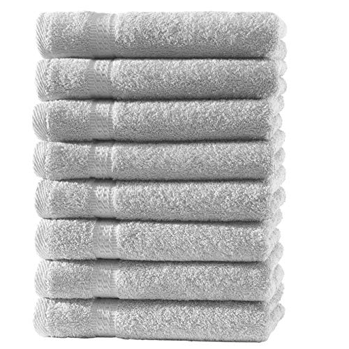 Zestri Frottier Gästehandtuch 8er-Set | Silber 30x50 | 100% Baumwolle 500g/m² | Öko-Tex Standard 100 Handtuch Gästetuch von Zestri