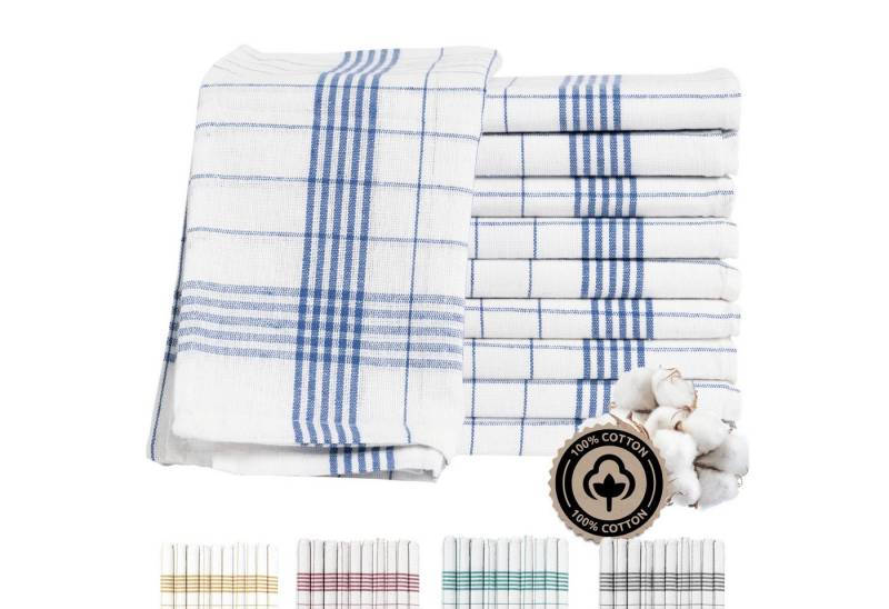 Zestri Geschirrtuch 10er-Set aus 100% Baumwolle, 50x70 cm Küchenhandtücher mit Aufhänger, (10 Stück), saugstarke Geschirrhandtücher, kariert, Geschirr Handtuch von Zestri