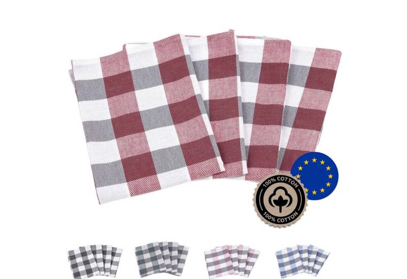 Zestri Geschirrtuch 4er-Set kariert aus 100% Baumwolle, (4 Stück), mit Aufhänger - Geschirrtücher für Küche - saugstark von Zestri