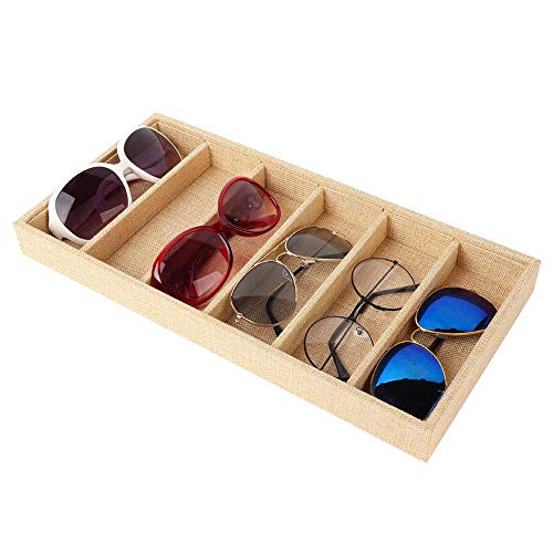 Zetiling Brillenaufbewahrung, Brillenbox zur Aufbewahrung von 6 Brillen, Brillen Organizer, Aufbewahrungsbox für Brillen Sonnenbrillen Display Box Schmuck Display Organizer Tray Brillendisplay von Zetiling