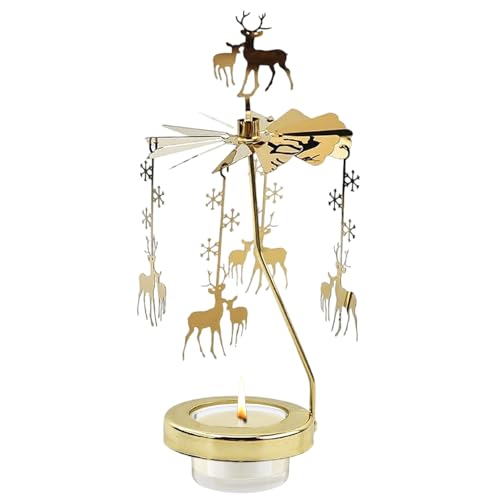 Kerzenkarousel, Weihnachten Drehend Gold Kerzen, Rotierende Kerzenhalter Für Wohnzimmer Deko, Kerzenhalter Für Weihnachten, Valentinstag, Hochzeit von Zetqhuu
