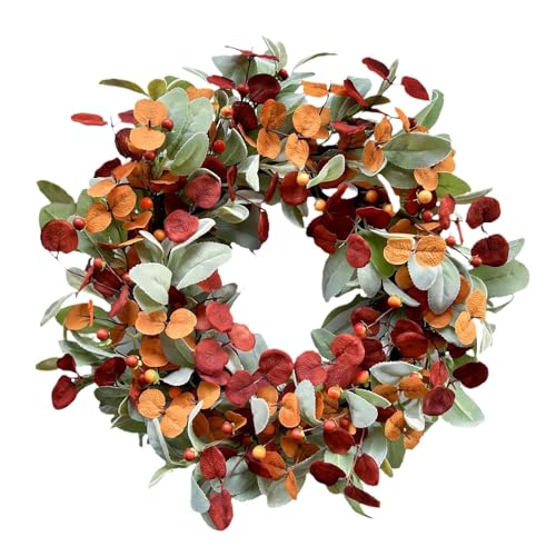 Türkranz Herbst, 45cm Herbstkranz Haustür, Künstliche Herbst Eukalyptus Kränze, Aufhängen Für Haustür,Kamin Und Wanddeko von Zetqhuu