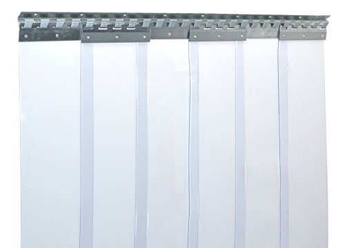 PVC-Streifenvorhang Industrie-Streifenvorhang 3x300mm, BxH 3,25x2,75m, transparent, komplett vormontiert, Edelstahl, wetterfest, spritzwassergeschützt von Zettl GmbH