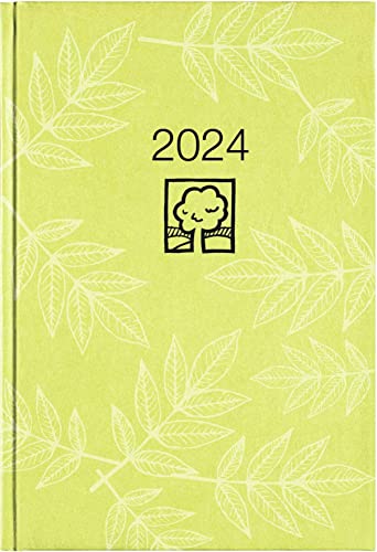 Buchkalender grün 2024 - Bürokalender 14,5x21 cm - 1 Tag auf 1 Seite - Kartoneinband, Recyclingpapier - Stundeneinteilung 7 - 19 Uhr - 876-0713 von Zettler Kalender