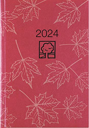 Buchkalender rot 2024 - Bürokalender 14,5x21 cm - 1 Tag auf 1 Seite - Kartoneinband, Recyclingpapier - Stundeneinteilung 7 - 19 Uhr - 876-0711 von Zettler Kalender