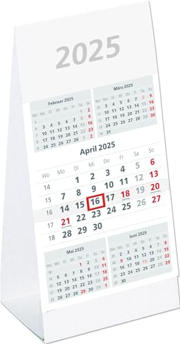 5-Monats-Aufstellkalender 2025 - 10,5x14,5 cm - 5 Monate auf 1 Seite - mit Kopftafel und Datumsschieber - Mehrmonatskalender - 982-0000 von Zettler
