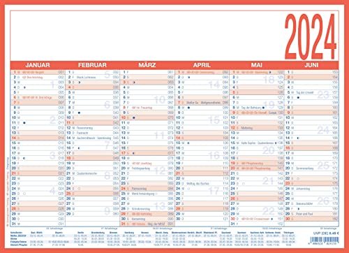 ZETTLER Arbeitstagekalender 2024, im Format 30 x 30 cm (30 x 60 geöffnet), Halbjahresplaner mit 6 Monaten auf einer Seite, Kalender im Plakatformat von Zettler