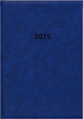 Buchkalender blau 2025 - Bürokalender 14,5x21 cm - 1 Tag auf 1 Seite - wattierter Kunststoffeinband - Stundeneinteilung 7 - 19 Uhr - 876-0015 von Zettler
