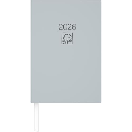 Buchkalender grau 2026 - Bürokalender 14,5x21-1T/1S - Blauer Engel - Kartoneinband - Halbstundeneinteilung 7-22 Uhr - 876-0703-1 von Zettler
