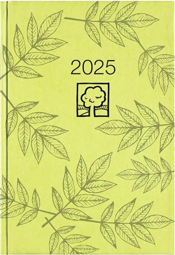 Buchkalender grün 2025 - Bürokalender 14,5x21 cm - 1 Tag auf 1 Seite - Kartoneinband, Recyclingpapier - Stundeneinteilung 7 - 19 Uhr - 876-0713 von Zettler