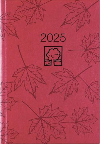 Buchkalender rot 2025 - Bürokalender 14,5x21 cm - 1 Tag auf 1 Seite - Kartoneinband, Recyclingpapier - Stundeneinteilung 7 - 19 Uhr - 876-0711 von Zettler