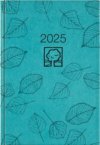 Buchkalender türkis 2025 - Bürokalender 14,5x21 cm - 1 Tag auf 1 Seite - Kartoneinband, Recyclingpapier - Stundeneinteilung 7 - 19 Uhr - 876-0717 von Zettler