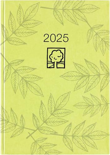 Taschenkalender grün 2025 - Bürokalender 10,2x14,2 - 1 Tag auf 1 Seite - robuster Kartoneinband - Stundeneinteilung 7-19 Uhr - Blauer Engel - 610-0713 von Zettler
