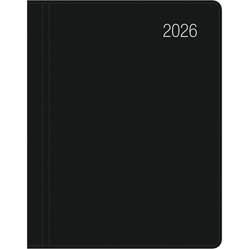Zettler Taschenkalender schwarz 1W/2S 2026 – Timer 8 × 11 cm, 1 Woche auf 2 Seiten, Kunststoffeinband, FSC-zertifiziert von Zettler