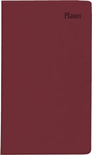 Taschenplaner Leporello PVC bordeaux 2025 - Bürokalender 9,5x16 cm - 1 Monat auf 2 Seiten - separates Adressheft - faltbar - Notizheft - 510-1011 von Zettler
