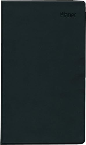 Taschenplaner Leporello PVC schwarz 2025 - Bürokalender 9,5x16 cm - 1 Monat auf 2 Seite - separates Adressheft - faltbar - Notizheft - 501-1020 von Zettler