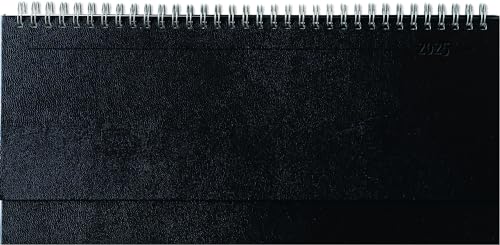 Tisch-Querkalender Balacron schwarz 2025 - Büro-Planer 29,7x13,5 cm - mit Registerschnitt - Tisch-Kalender - verlängerte Rückwand - 1 Woche 2 Seiten von Zettler