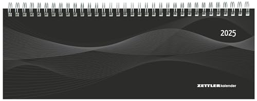 Zettler - Tisch-Querkalender 2025 schwarz, 29,7x10,5cm, Bürokalender mit 112 Seiten, Monatsübersicht, Notizbereich, Mondphasen, Jahresübersicht, Ringbindung und internationales Kalendarium Zettler - Tisch-Querkalender 2025 schwarz, 29,7x10,5cm, Bürokalender mit 112 Seiten, Monatsübersicht, Notizbereich, Mondphasen, Jahresübersicht, Ringbindung und internationales Kalendarium von Zettler