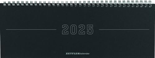 Tisch-Querkalender Papyrus Schwarz 2025 - Büro-Planer 29,7x10,5 cm - Tisch-Kalender - 1 Woche 2 Seiten - Ringbindung - Zettler von Zettler