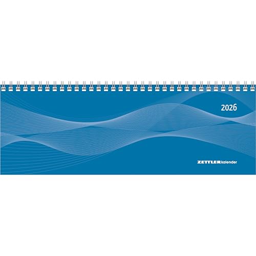 Tisch-Querkalender Profi blau 2026 - Büro-Planer 29,7x10,5 cm - Tisch-Kalender - 1 Woche 2 Seiten - Ringbindung - Zettler von Zettler