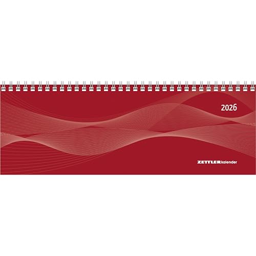 Tisch-Querkalender Profi rot 2025 - Büro-Planer 29,7x10,5 cm - Tisch-Kalender - 1 Woche 2 Seiten - Ringbindung - Zettler von Zettler