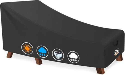 Zettum 180 cm Abdeckung für Sonnenliege, 600D Oxford PU Beschichtung Gartenliege Abdeckung, Wasserdicht und UV-beständige Abdeckhauben für liegen, Liegestuhl abdeckplane (182 x 76 x 76 cm) von Zettum