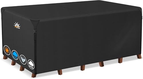 Zettum Abdeckung für Gartenmöbel 242 x 182 x 100 CM, Gartentisch Abdeckung 600D Oxford PU Möbbelsets Abdeckhaube, Wasserdichtes & Heavy Duty Rechteck Schutzhülle für Loungemöbel, Terrassenmöbel von Zettum