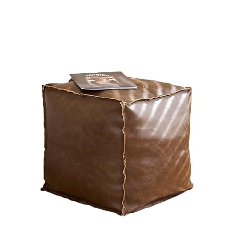 ZeugLung Ungefüllter Pouf Hocker Bezug Sitzpouf, Bodenkissen Sitzsack Bezug Fußhocker Sitzbezug - Kunstleder Quadrat 41x41x38cm (Nur Bezug) von ZeugLung