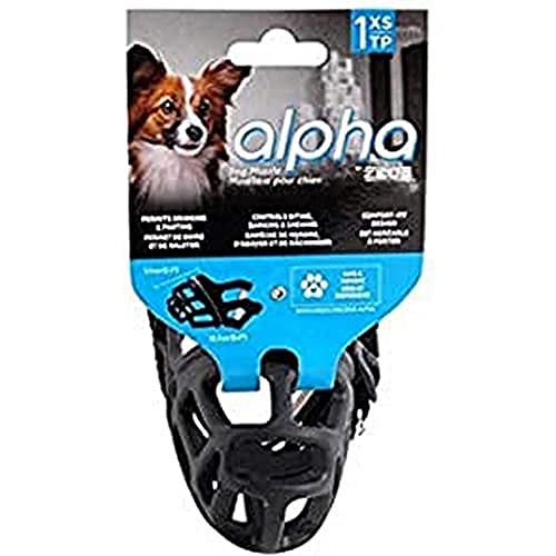 ZEUS Alpha TPR-Maulkorb für extra kleine Hunde, Größe XS, Comfort Fit Design verhindert Beißen, Bellen und Kauen, Schwarz von Zeus