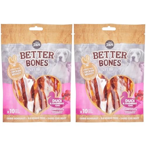 Zeus BetterBones, gedrehte Kaustangen für Hunde, mit Entenfleisch- und Cranberrygeschmack, 10cm, 114 g (2er Pack) von Zeus