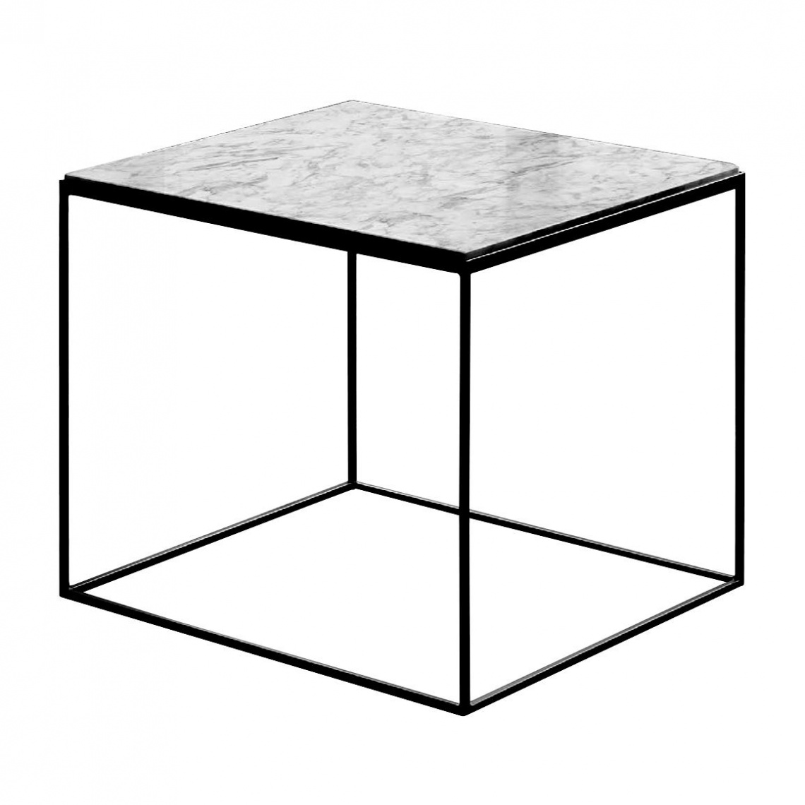 Zeus - Slim Marble Beistelltisch 54x54x48cm - weiß/kupferschwarz Sandeffekt/Carrara Marmor 2cm weiß/epoxylackiert/Gestell kupferschwarz Sandeffekt von Zeus