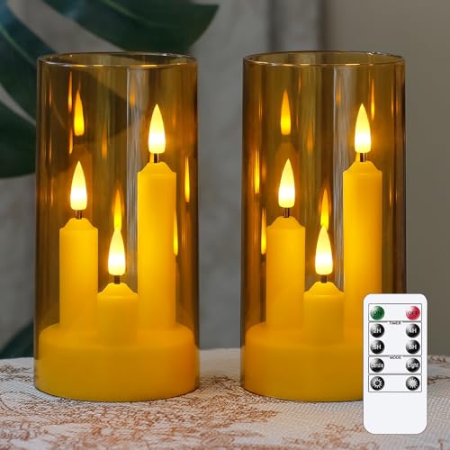 Zevanor 3 in 1 Flammenlose kurze LED-Stabkerzen mit Fernbedienung und Timerfunktion, batteriebetriebenes 2er-Pack Gold Acryl 7,5cm x15cm Säule Flackernde Zevanor 3 in 1 Flammenlose kurze LED-Stabkerzen mit Fernbedienung und Timerfunktion, batteriebetriebenes 2er-Pack Gold Acryl 7,5cm x15cm Säule Flackernde von Zevanor