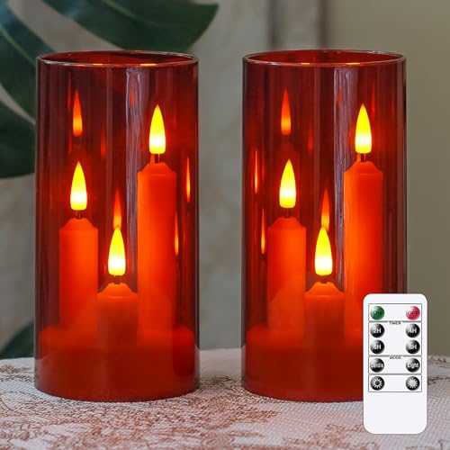 Zevanor 3 in 1 Flammenlose kurze LED-Stabkerzen mit Fernbedienung und Timerfunktion, batteriebetriebenes 2er-Pack Rot Acryl 7,5cm x15cm Säule Flackernde Zevanor 3 in 1 Flammenlose kurze LED-Stabkerzen mit Fernbedienung und Timerfunktion, batteriebetriebenes 2er-Pack Rot Acryl 7,5cm x15cm Säule Flackernde von Zevanor