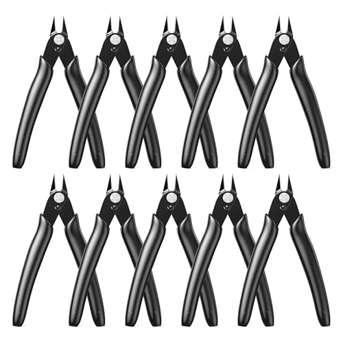 130mm Elektronik Seitenschneider Klein: 10 Pcs Elektronik Drahtschneider für Modellbau, Feine Drähte, Electronics, Kabelbinder, PCB, Schwarz von Zevmi