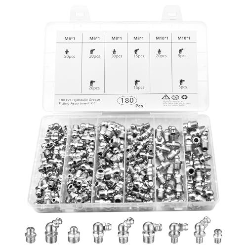 180 Stück Schmiernippel Sortiment kit:Gerader Hydraulik Fettnippel 45 ° 90 ° Kegelschmiernippel | Schmiernippel Set M6 M8 M10 Guter Dichtleistung für fettpresse Schmierpressen meisten Autos Traktoren 180 Stück Schmiernippel Sortiment kit:Gerader Hydraulik Fettnippel 45 ° 90 ° Kegelschmiernippel | Schmiernippel Set M6 M8 M10 Guter Dichtleistung für fettpresse Schmierpressen meisten Autos Traktoren von Zevmi