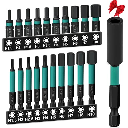 21 Stück Hex Schraubendreher Bits Set: 1/4-inch Sechskantschaft Lange Bits Set Bitsatz für Akkuschrauber H1.5/H2/H2.5/H3/H3.5/H4/H5/H6/H8/H10 21 Stück Hex Schraubendreher Bits Set: 1/4-inch Sechskantschaft Lange Bits Set Bitsatz für Akkuschrauber H1.5/H2/H2.5/H3/H3.5/H4/H5/H6/H8/H10 von Zevmi