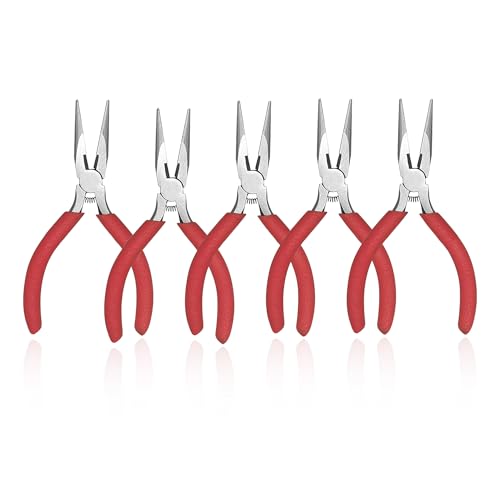 5PCS Mini Spitzzange：5-Zoll-Feinmechaniker Zangen Griffe Rutschfesten Feine Zange mit Feder Spitzzange Schneiden Elektronische Werkzeug zur Schmuckherstellung Reparatur von Haushaltsgeräten von Zevmi