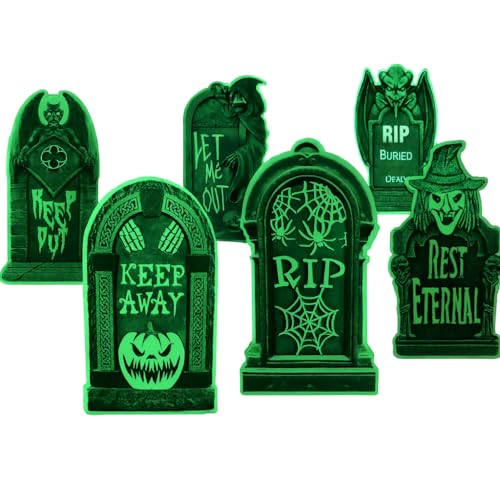 6 Stück Halloween Deko Grabstein: Leuchtender Grabstein mit 6 Stück 3 Meter Lichterkette PP-Material für Hinterhof Haunted Friedhof Zombie Grün Kann für Halloween Dekorationen Verwendet Werden 6 Stück Halloween Deko Grabstein: Leuchtender Grabstein mit 6 Stück 3 Meter Lichterkette PP-Material für Hinterhof Haunted Friedhof Zombie Grün Kann für Halloween Dekorationen Verwendet Werden von Zevmi