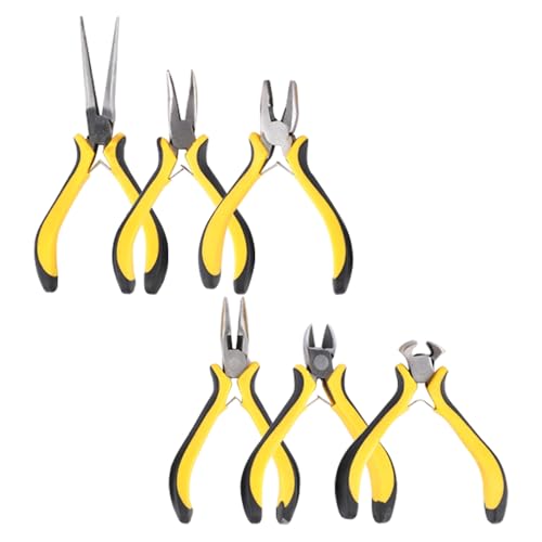 6PCS Schmuck Zangen Set: Mini Zange Set enthält Spitzzange, Linienzange, Lange Nasenzange, Gebogene Nasenzange, Diagonale Seitenschneider Klein, Endabschneidzange für Schmuckherstellung von Zevmi