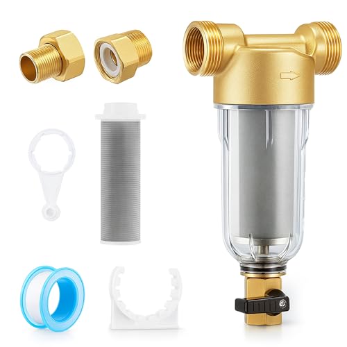 Ausspülbarer Feinfilter mit Adapter: 1"- G3/4" MNPT Wasserhahn Wasserfilter Filterkombination Wiederverwendbare zur Filtration Trinkwasser Brunnenwasserschlauch Ausspülbarer Feinfilter mit Adapter: 1"- G3/4" MNPT Wasserhahn Wasserfilter Filterkombination Wiederverwendbare zur Filtration Trinkwasser Brunnenwasserschlauch von Zevmi