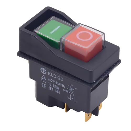 Elektromagnetischer Schalter 250V 16A: Maschinenschalter Druckknopfschalter Motorschutzschalter für Betonmischer und Werkstattmaschinen (4 PIN) von Zevmi