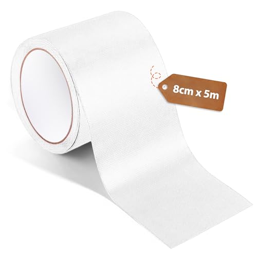 Markisen Reparatur Klebeband PVC: 8 CM x 5 M Reparatur Klebeband Wasserdichtes Markise Flicken Reparaturset für LKW Abdeckplane Zelt Markise (Weißer) von Zevmi